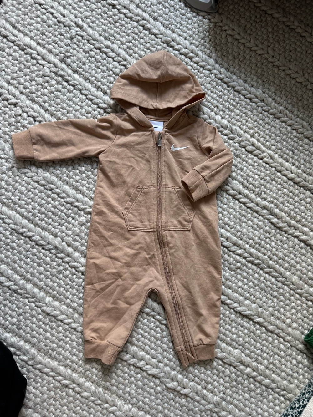 Nike Hooded Infant One-Piece in Tan